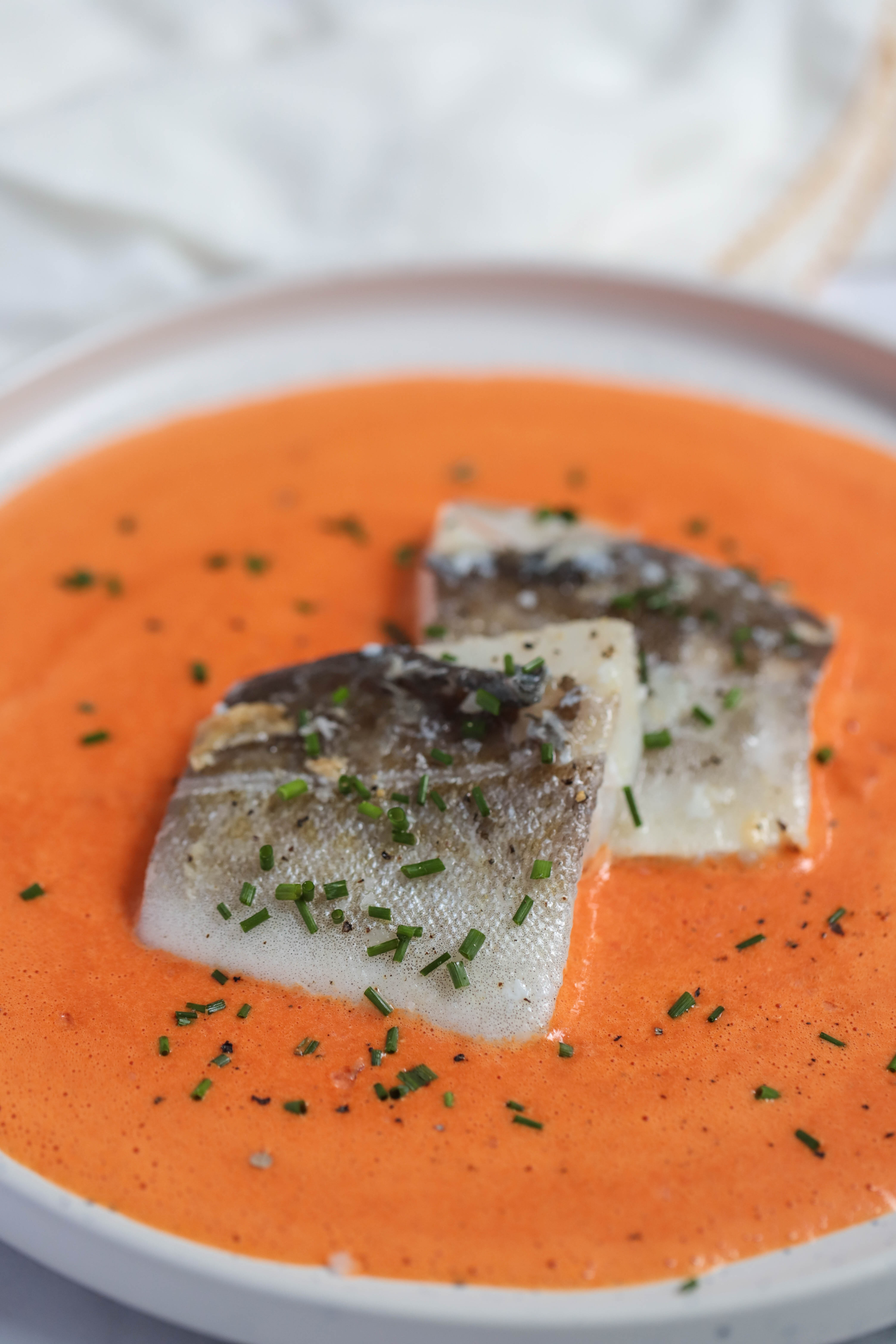 Cod with Creamy Roasted Pepper Sauce